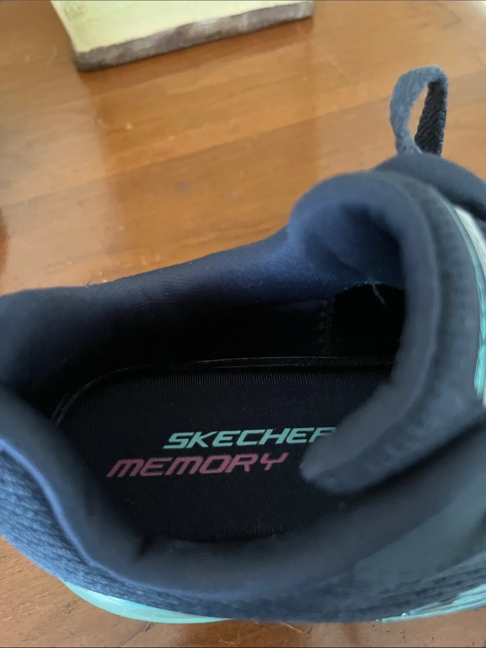 Skechers Women's Navy Sneakers with Mint Green Accents
